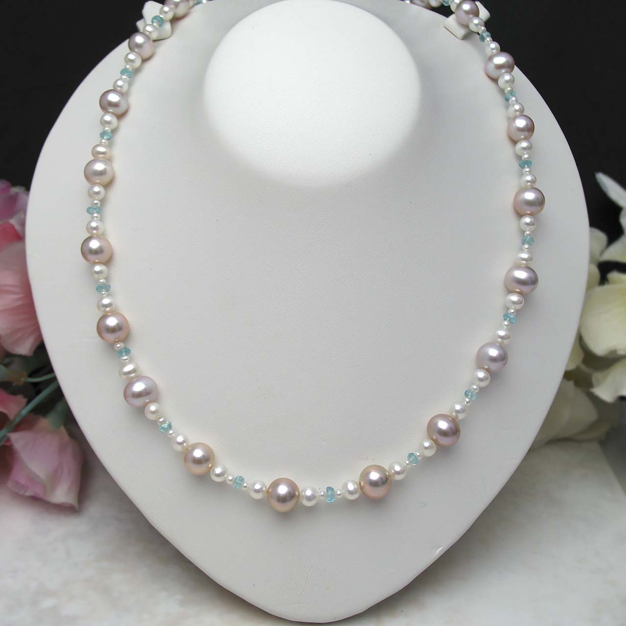 淡水&ブルートパーズネックレス - 画像 (2)
