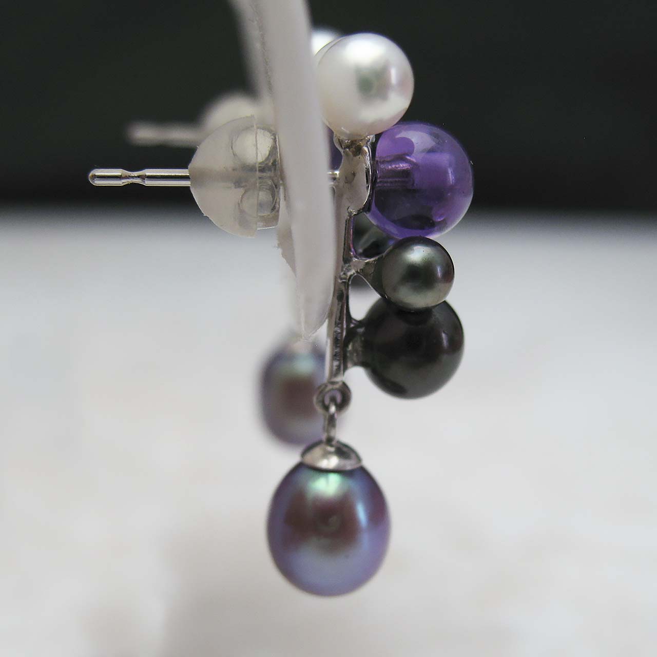あこや・淡水・アメジスト 紫のミッヒーちゃんピアス - 画像 (3)