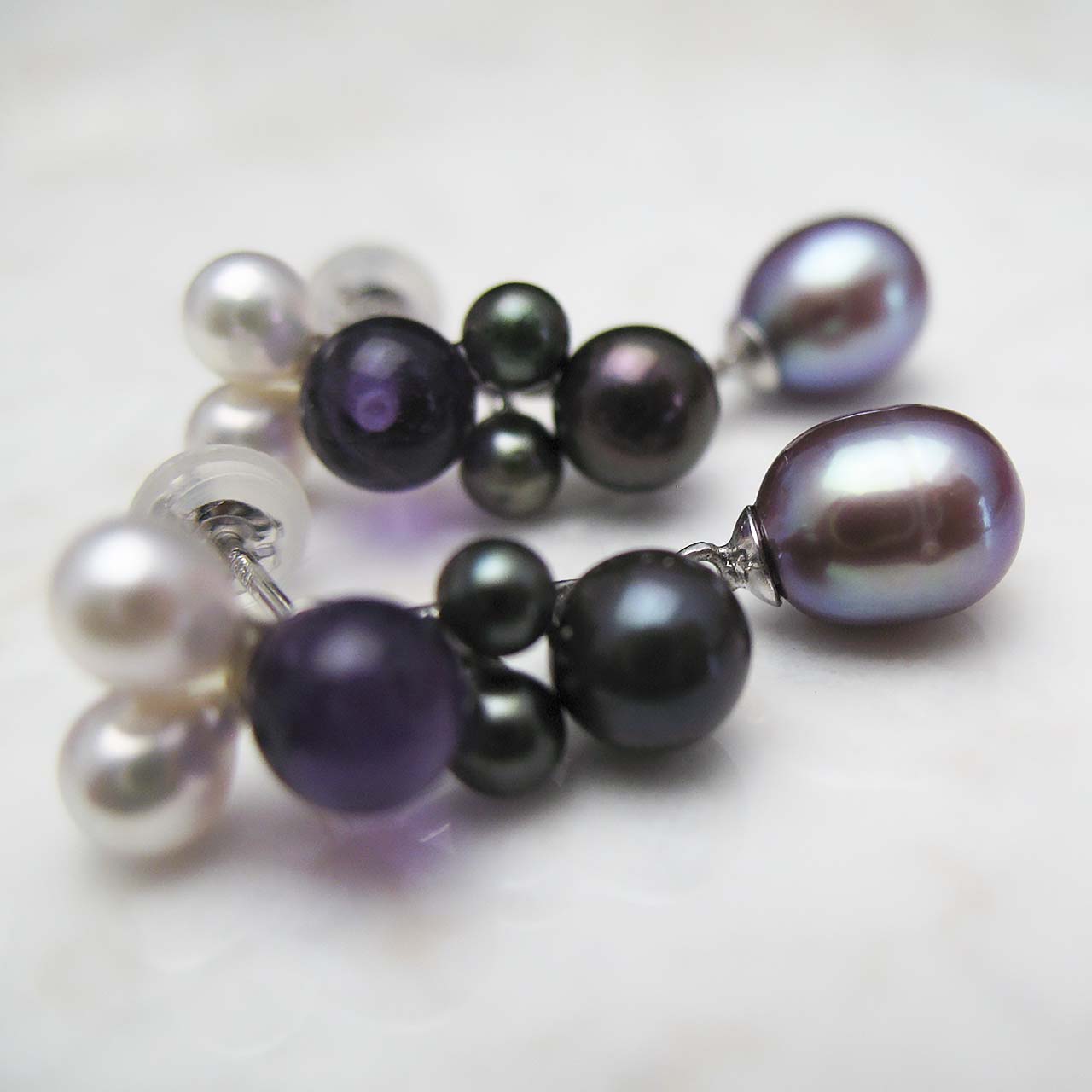 あこや・淡水・アメジスト 紫のミッヒーちゃんピアス - 画像 (4)