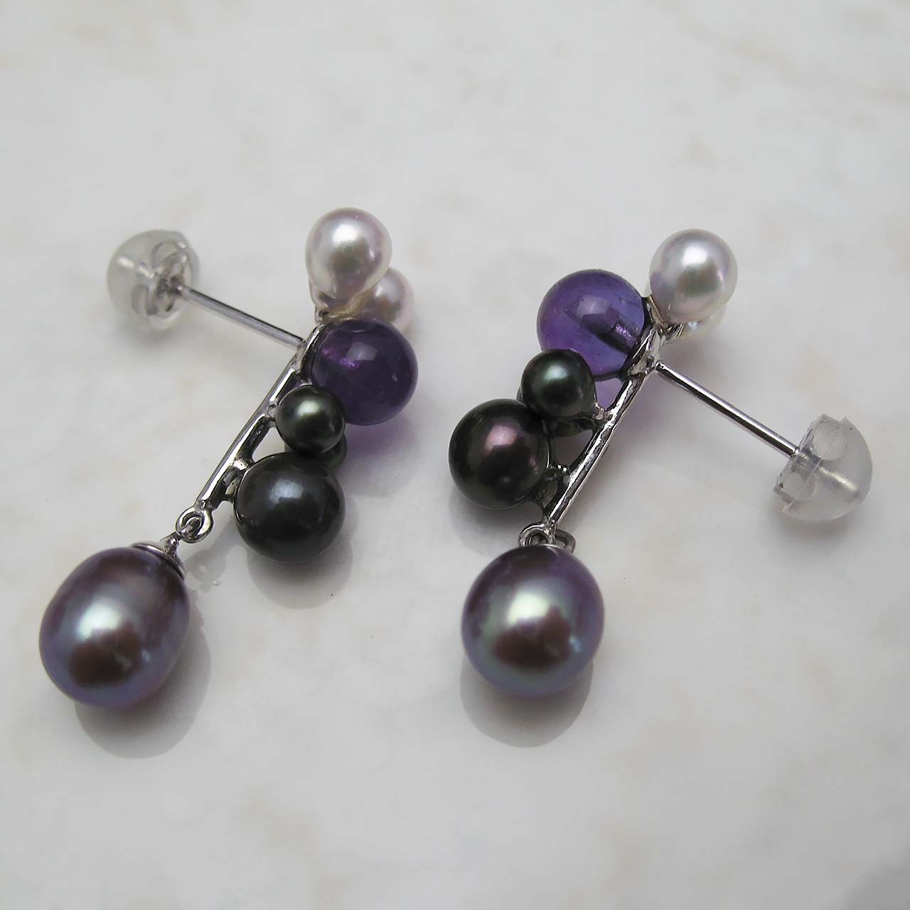 あこや・淡水・アメジスト 紫のミッヒーちゃんピアス - 画像 (5)