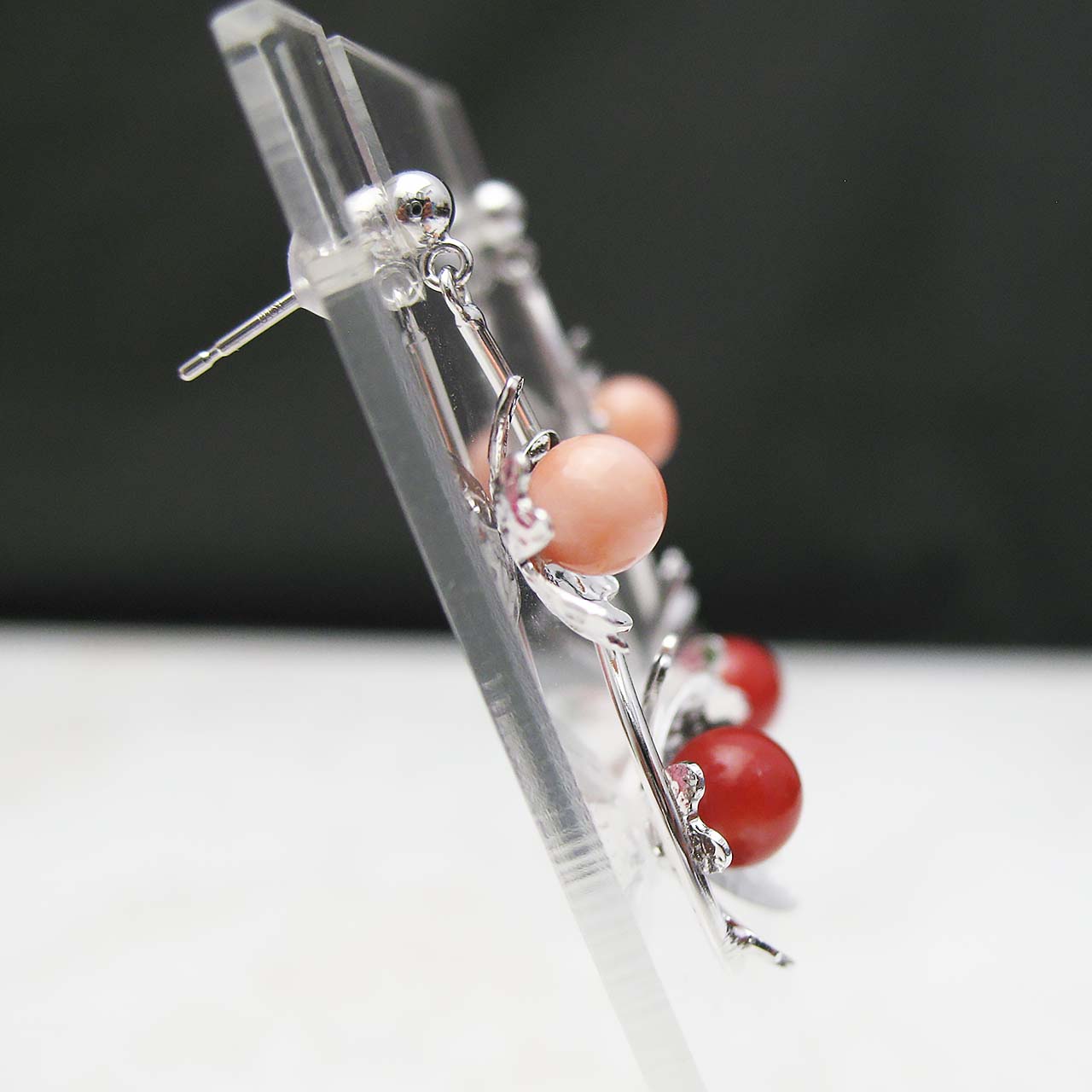 SV/K10WG　Reflection Colors珊瑚ピアス - 画像 (3)