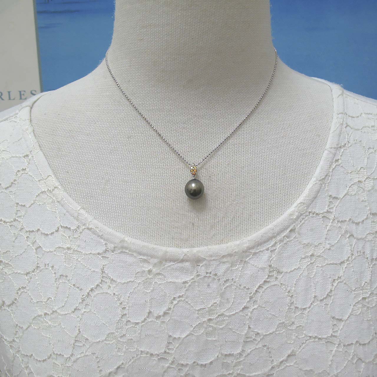 『 K18WG 10.8ミリ黒蝶真珠お嬢のペンダント』 - 画像 (6)