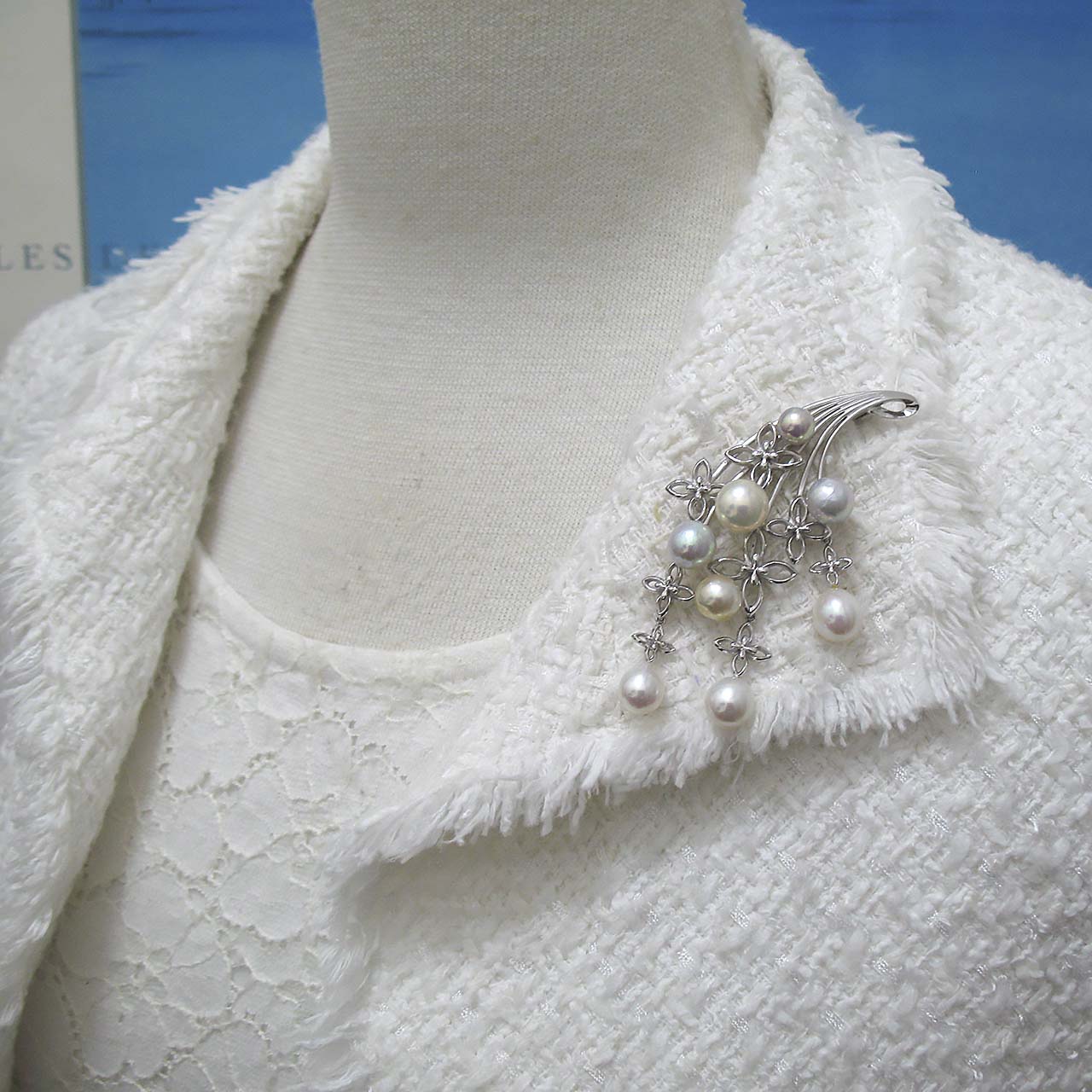 揺れるブローチ あこや&淡水真珠ブローチ兼ペンダント「スピーチ・バルーン」 - 画像 (7)