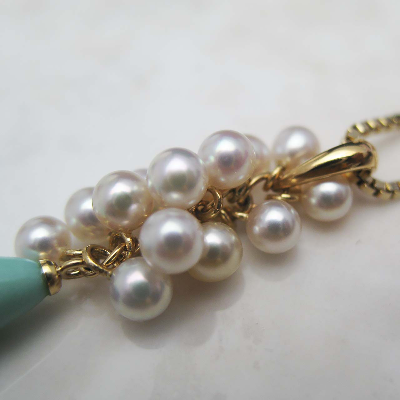 K18トルコ石&あこや真珠ペンダント - 画像 (6)