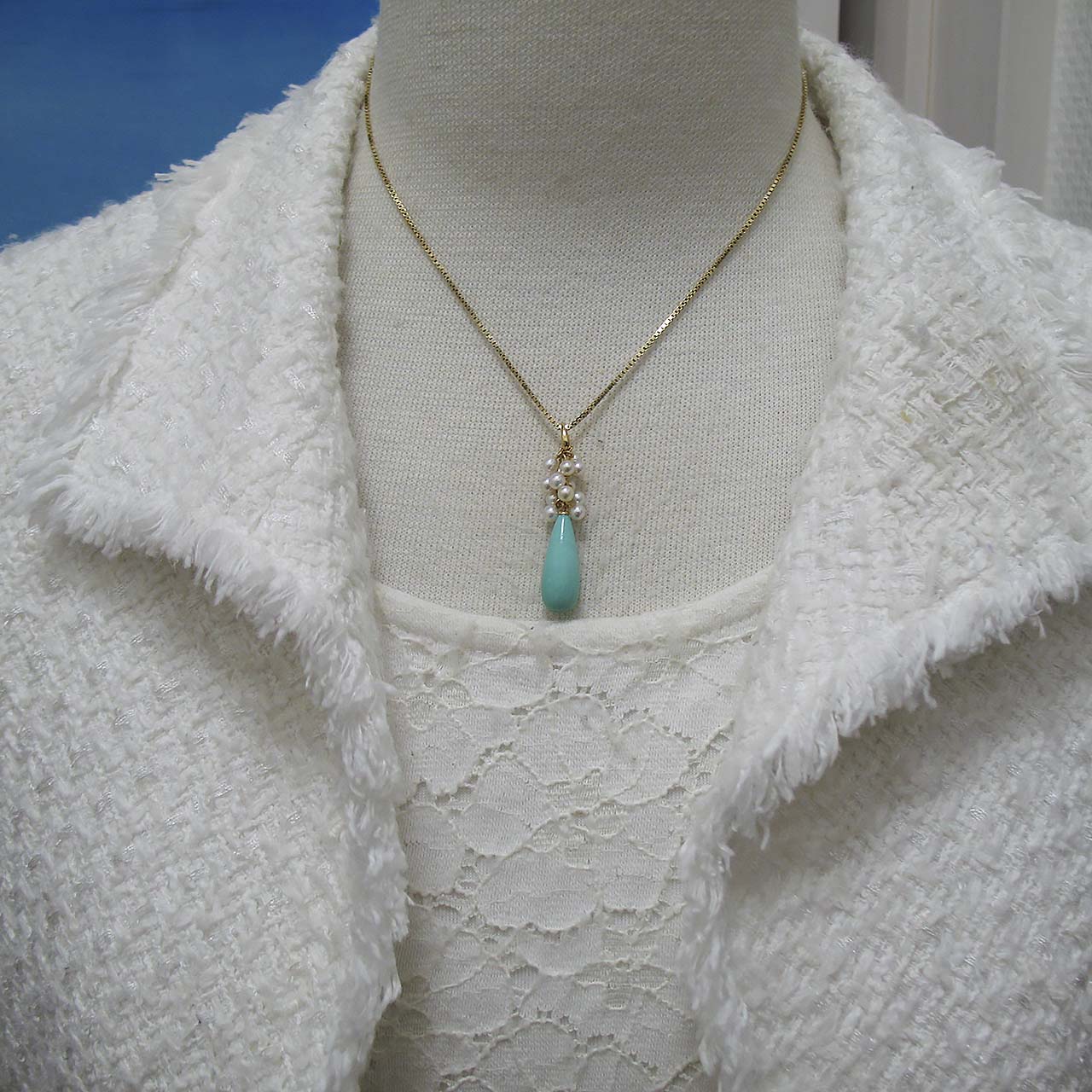 K18トルコ石&あこや真珠ペンダント - 画像 (7)