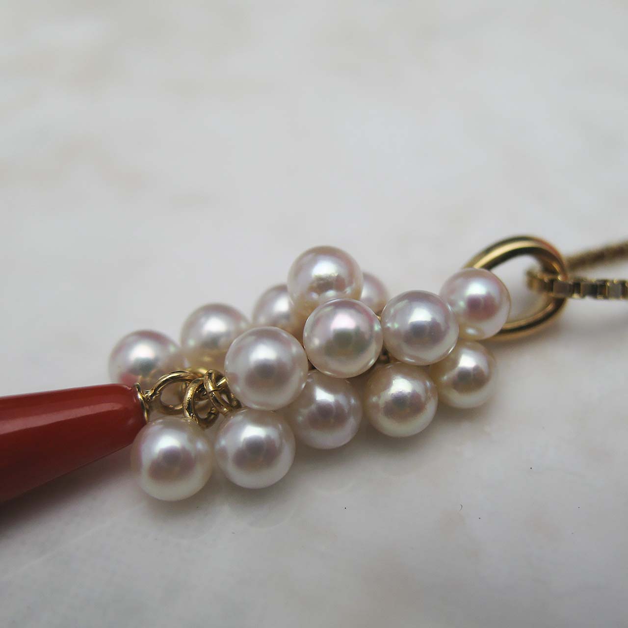 K18珊瑚&あこや真珠ペンダント - 画像 (5)