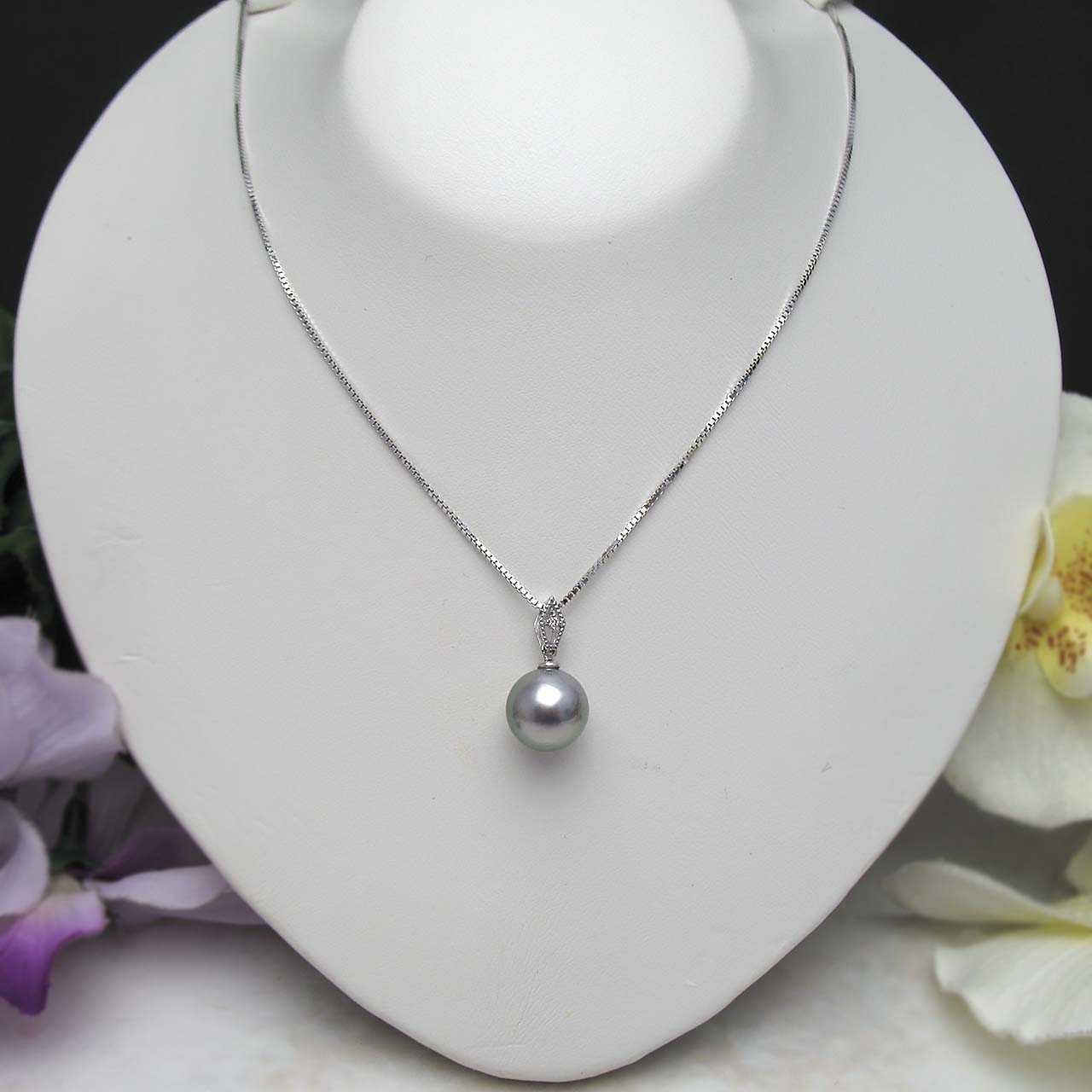 K18WG黒蝶真珠10ミリペンダント - 画像 (2)