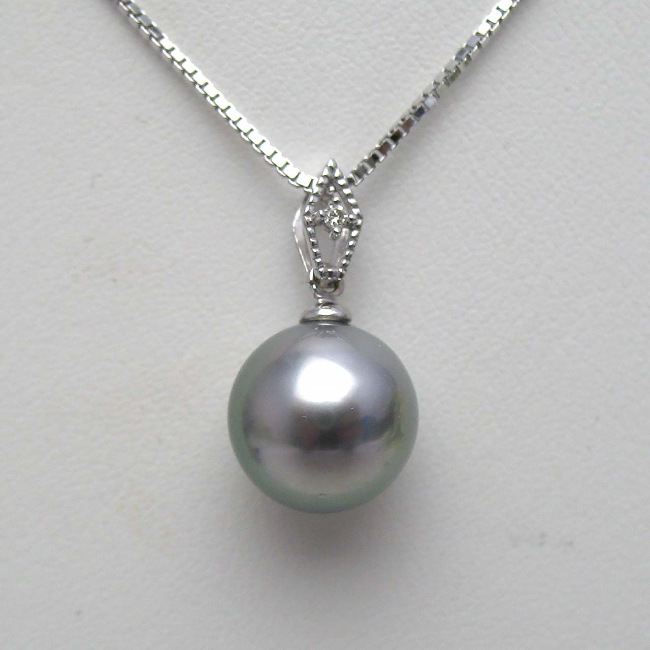 K18WG黒蝶真珠10ミリペンダント - 画像 (3)