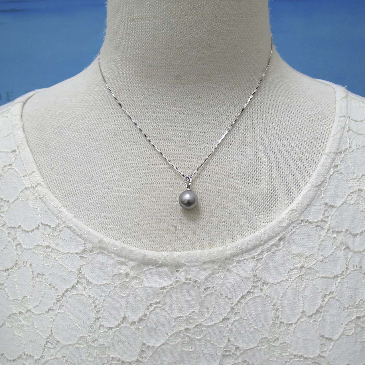 K18WG黒蝶真珠10ミリペンダント - 画像 (7)