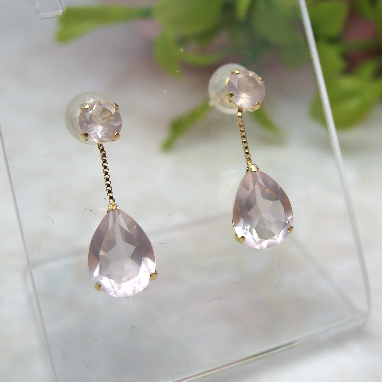 K18 ローズクォーツピアス　ME100