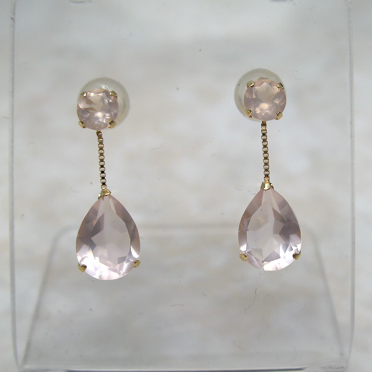 K18 ローズクォーツピアス　ME100 - 画像 (2)