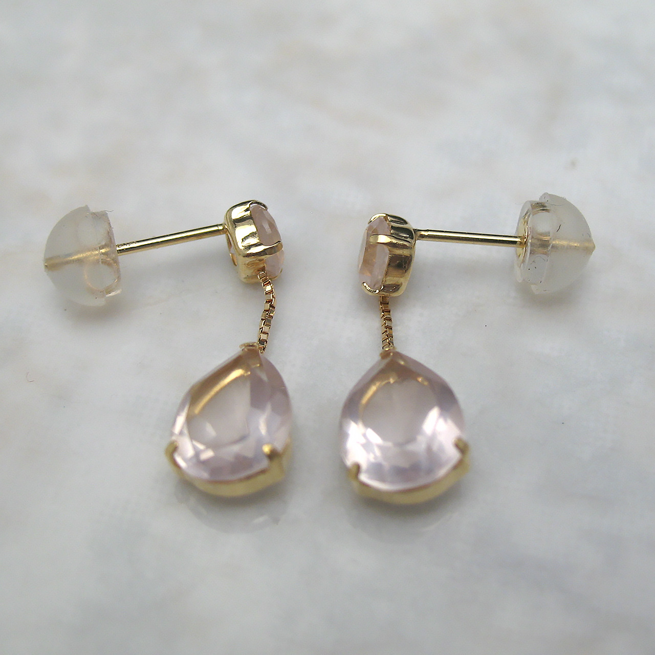 K18 ローズクォーツピアス　ME100 - 画像 (4)