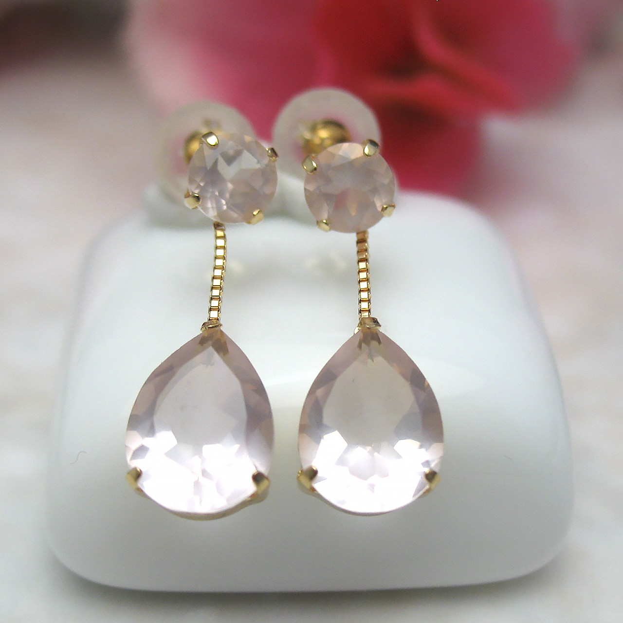 K18 ローズクォーツピアス　ME100 - 画像 (6)