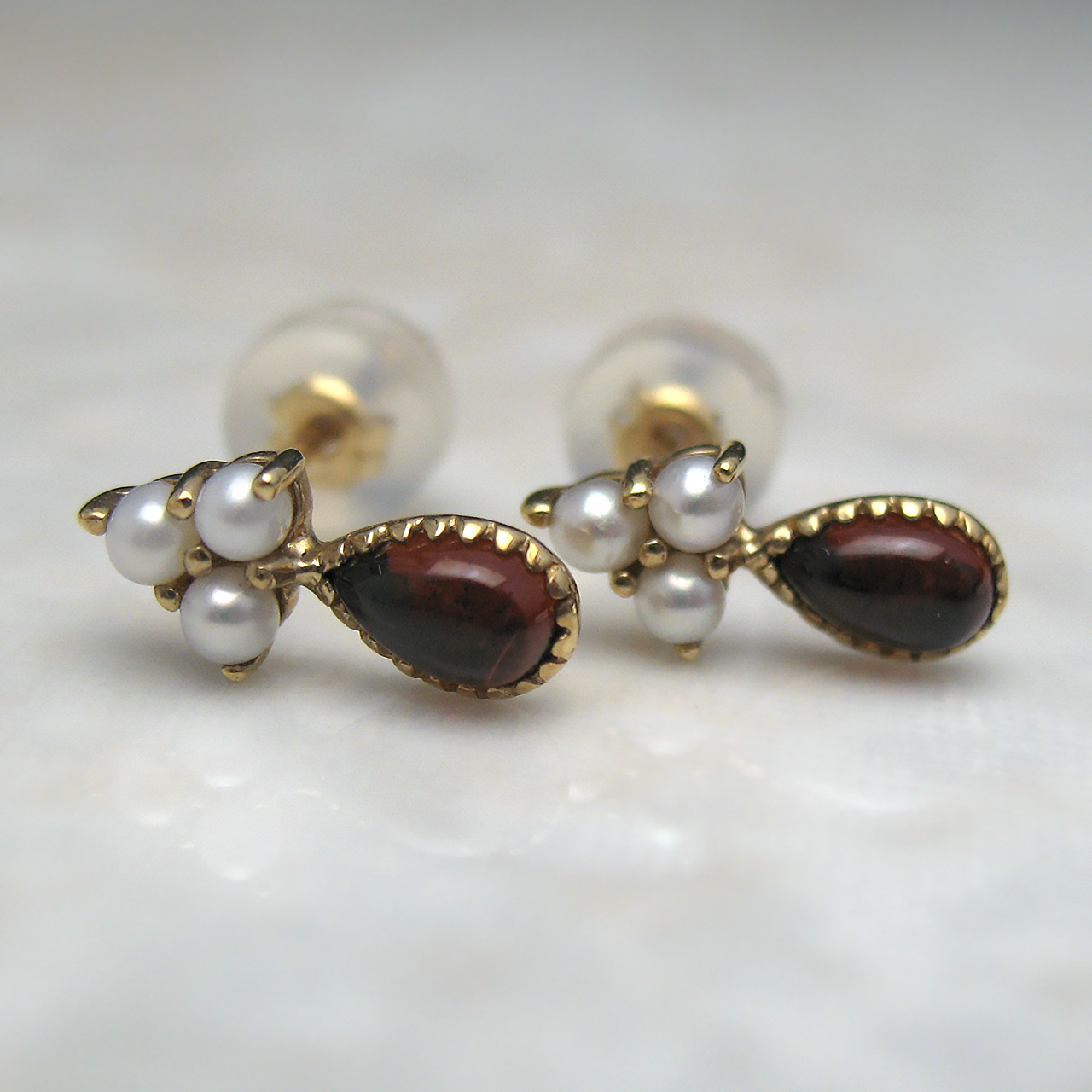 Bijoux fromsea K10ガーネット&シードパールピアス - 画像 (4)
