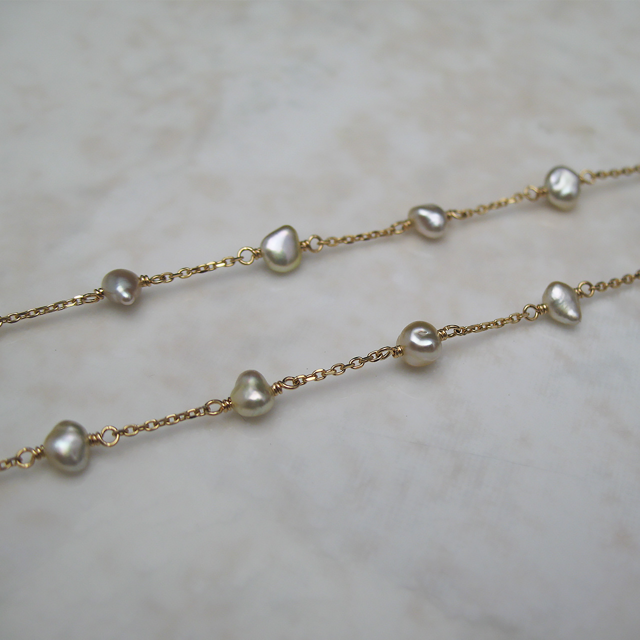 K18あこやケシ・白蝶ケシステーションネックレス  KR70412 - 画像 (3)