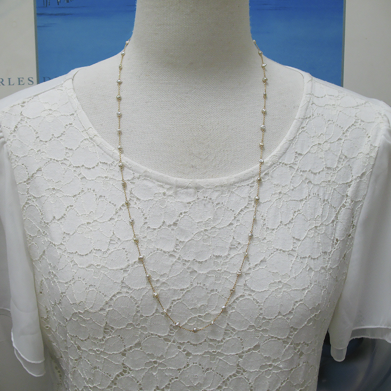 K18あこやケシ・白蝶ケシステーションネックレス  KR70412 - 画像 (7)