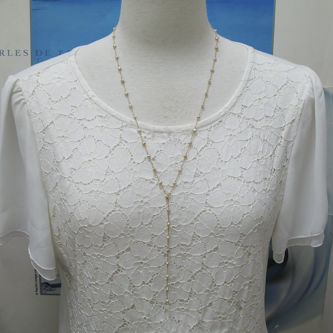 K18あこやケシ・白蝶ケシステーションネックレス  KR70412 - 画像 (6)