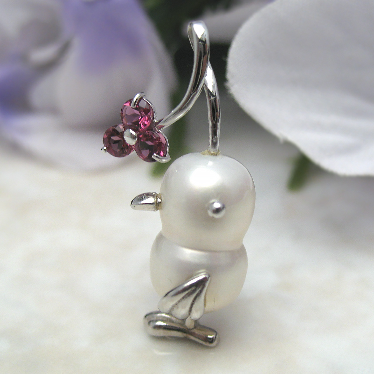 K18WG チーウー&ピンクトルマリンペンダント 翔平クン - 画像 (6)