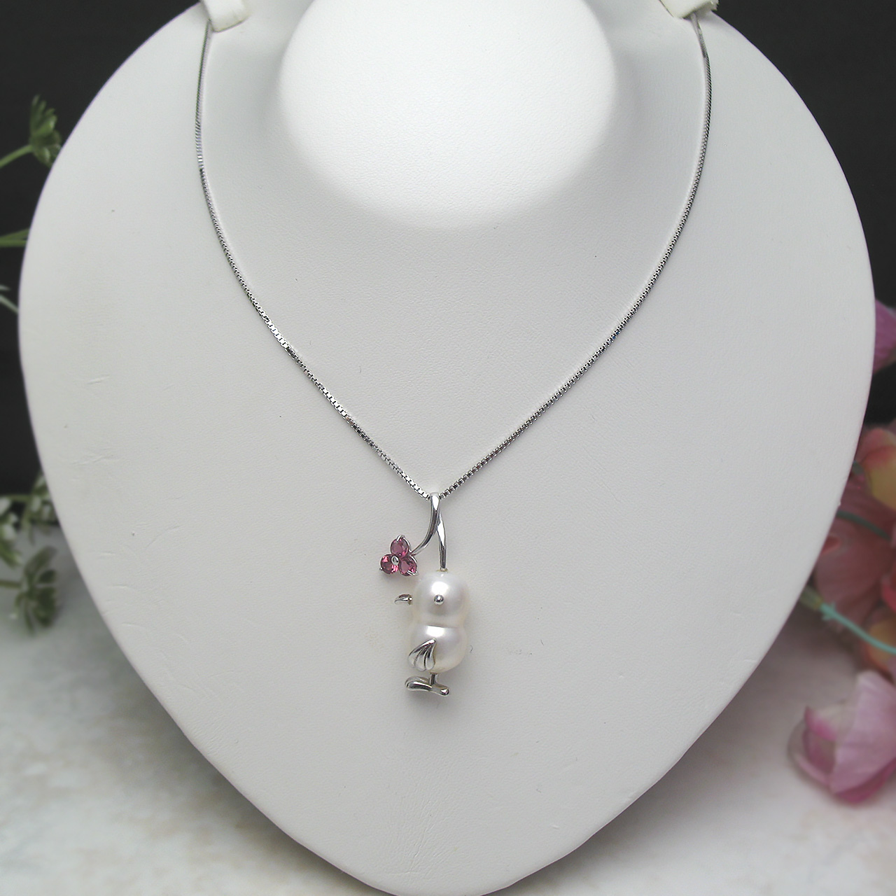 K18WG チーウー&ピンクトルマリンペンダント 翔平クン - 画像 (2)