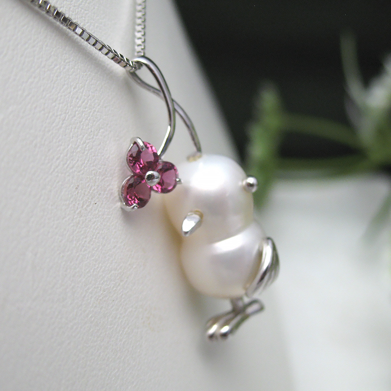 K18WG チーウー&ピンクトルマリンペンダント 翔平クン - 画像 (4)