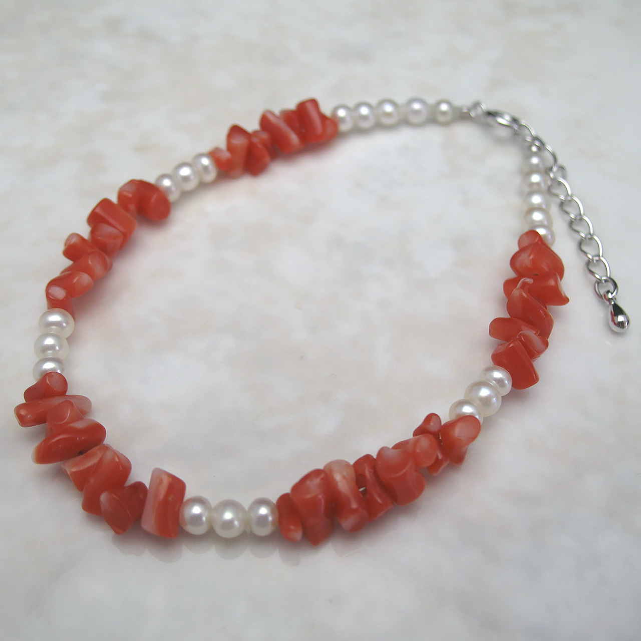 fromseaオリジナル 珊瑚＆淡水真珠ブレスSV - 画像 (2)