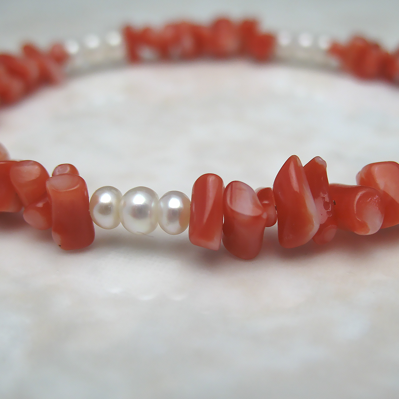 fromseaオリジナル 珊瑚＆淡水真珠ブレスSV - 画像 (3)