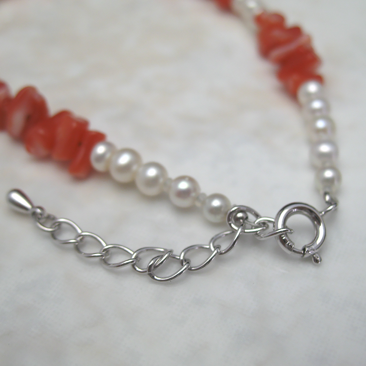 fromseaオリジナル 珊瑚＆淡水真珠ブレスSV - 画像 (4)