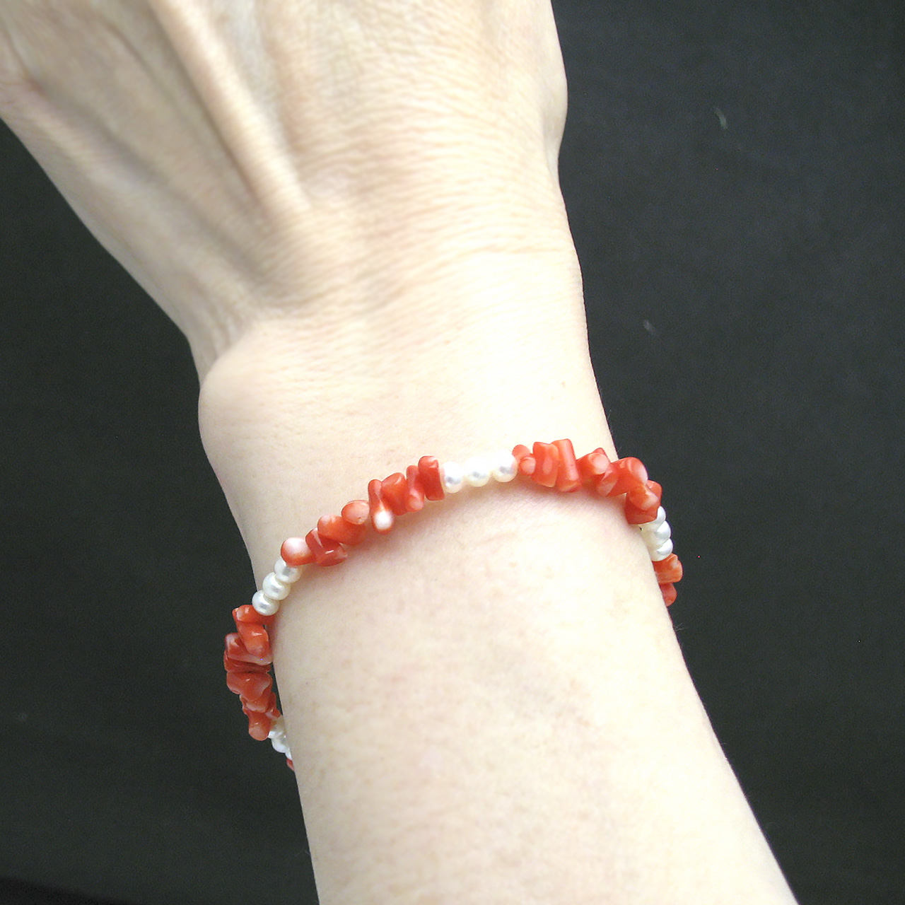 fromseaオリジナル 珊瑚＆淡水真珠ブレスSV - 画像 (6)