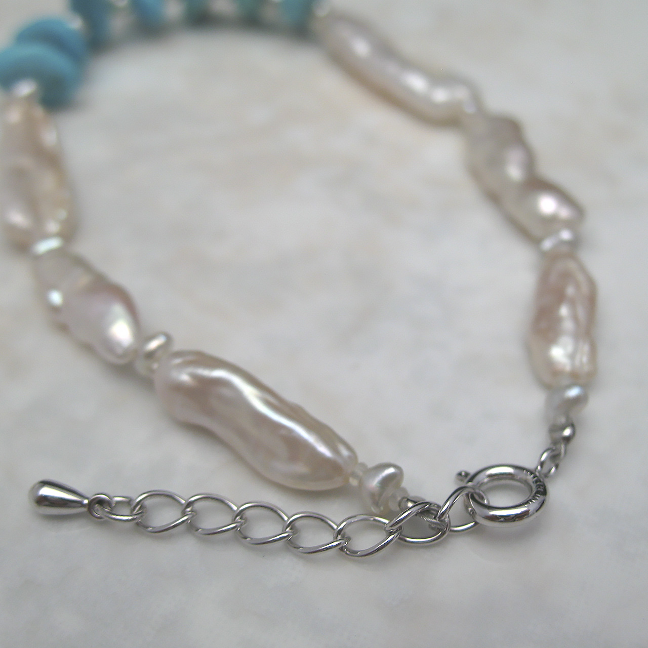 あこやケシ＆淡水真珠&トルコブレスレットSV - 画像 (4)