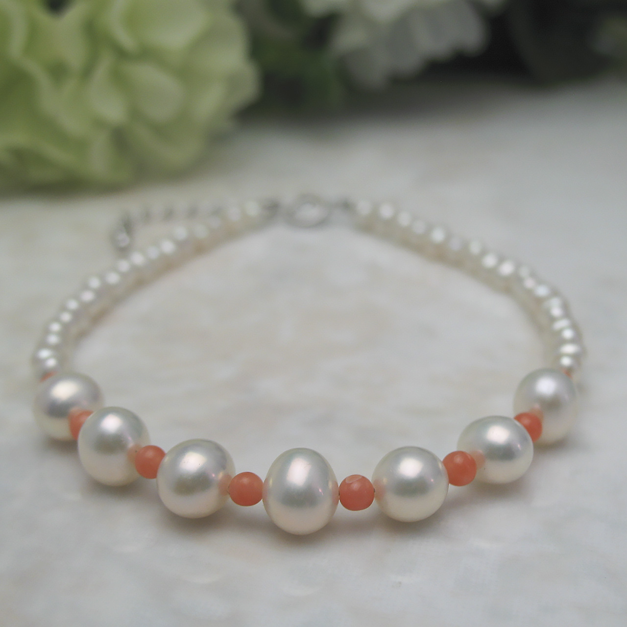 fromseaオリジナル 珊瑚＆淡水真珠ブレスSV - 画像 (4)