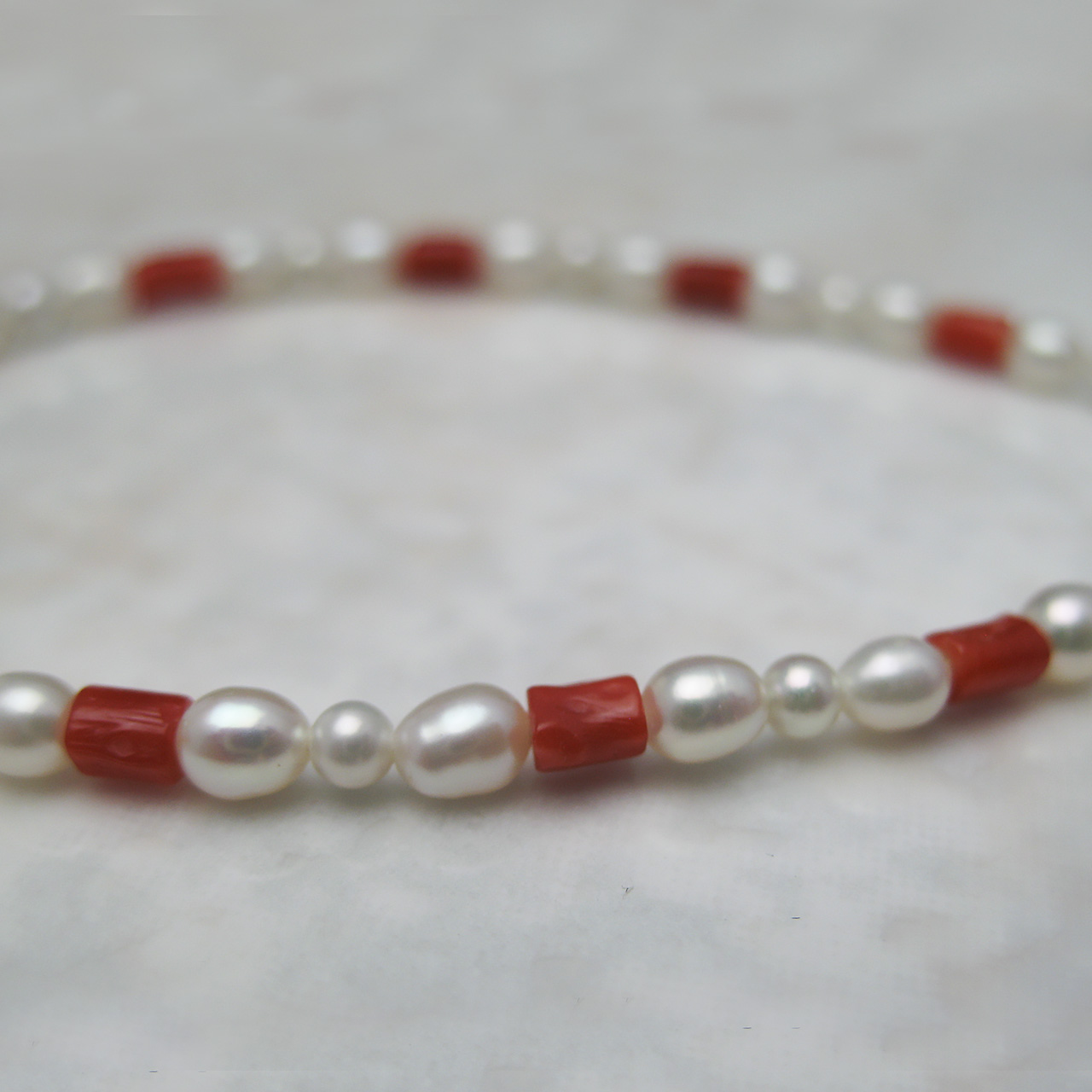 fromseaオリジナル 珊瑚＆淡水真珠ブレスSV - 画像 (2)