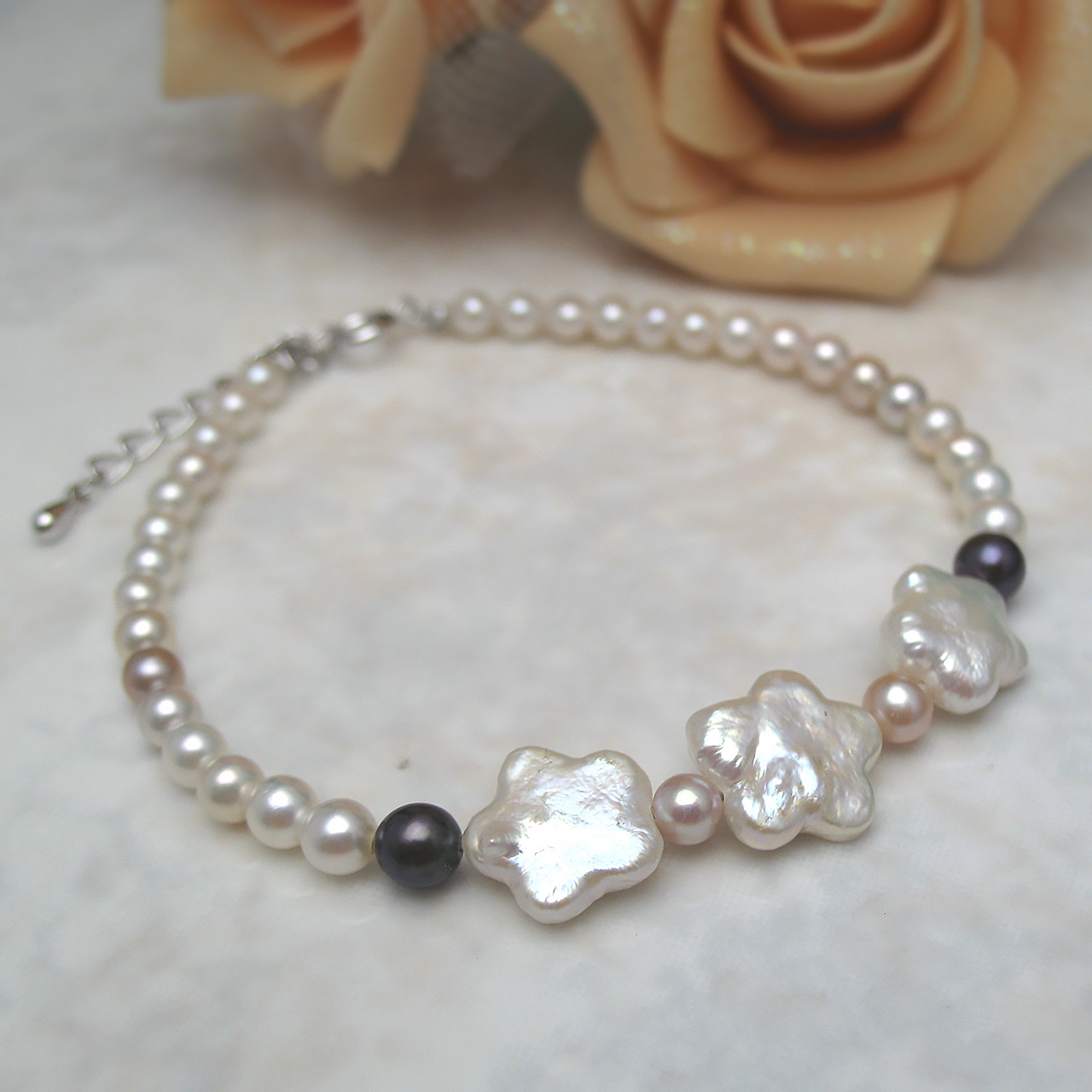 fromseaオリジナル あこや&淡水真珠ブレスSV