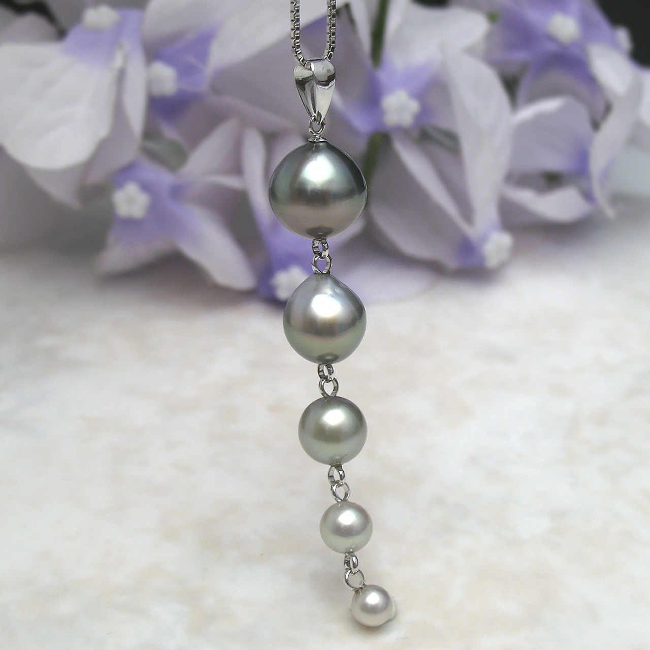 K14WG/SV5個付きペンダント・A