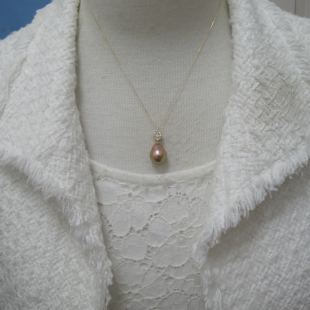 K18 有核淡水ダイヤペンダント - 画像 (6)