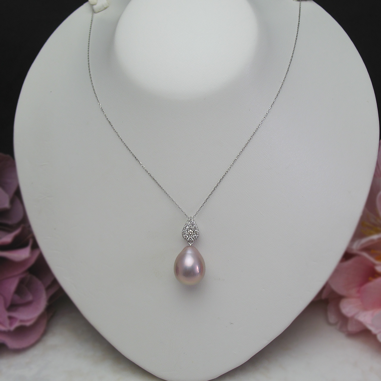 Pt900・850有核淡水ダイヤペンダント - 画像 (2)