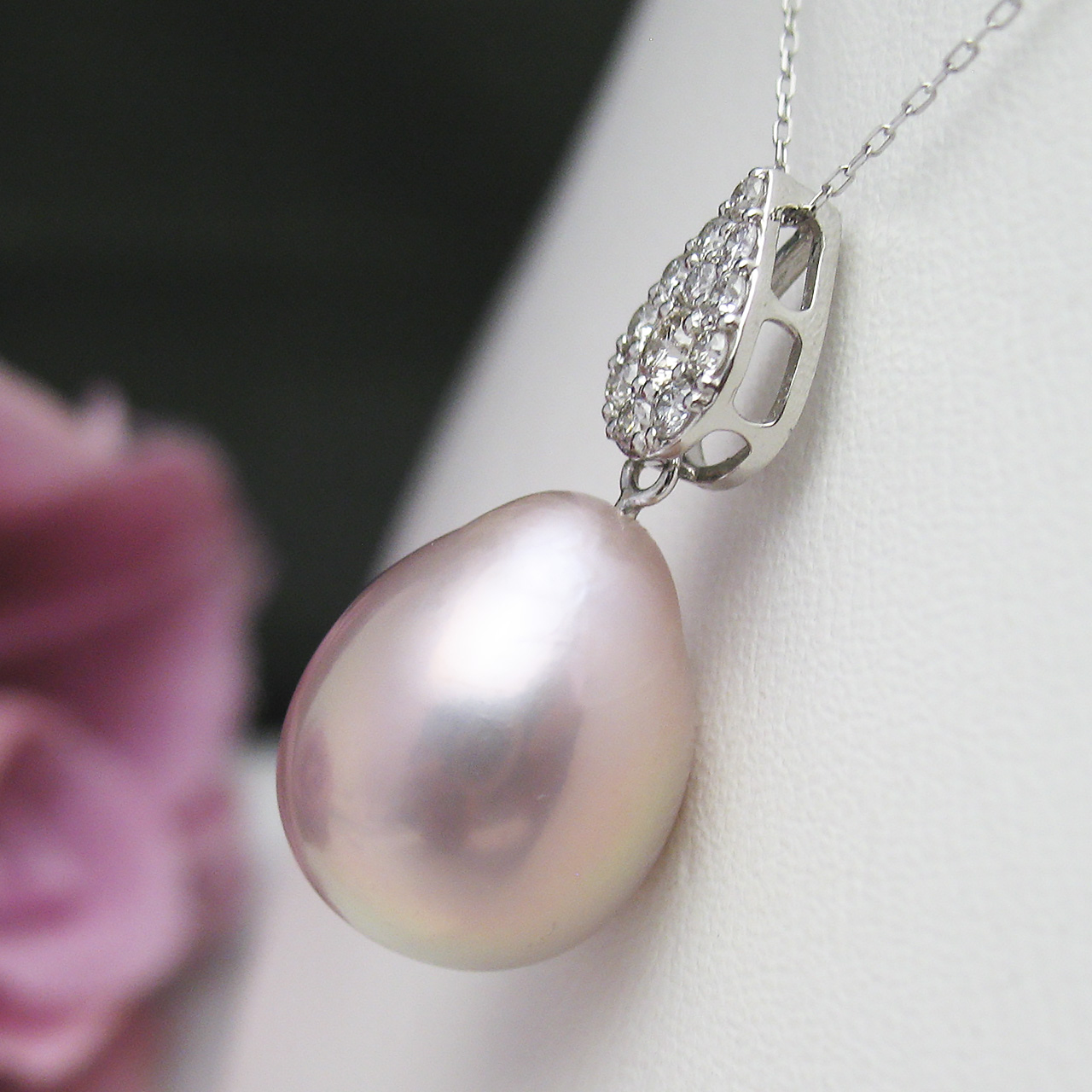 Pt900・850有核淡水ダイヤペンダント - 画像 (4)