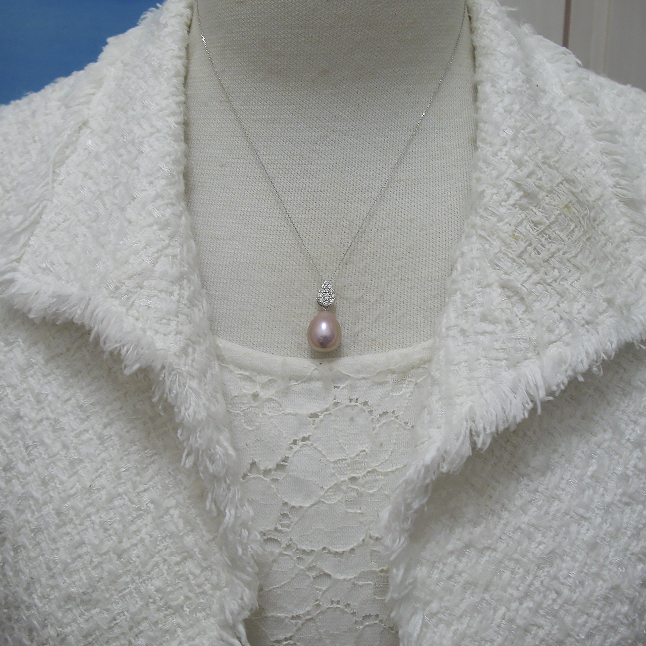 Pt900・850有核淡水ダイヤペンダント - 画像 (6)