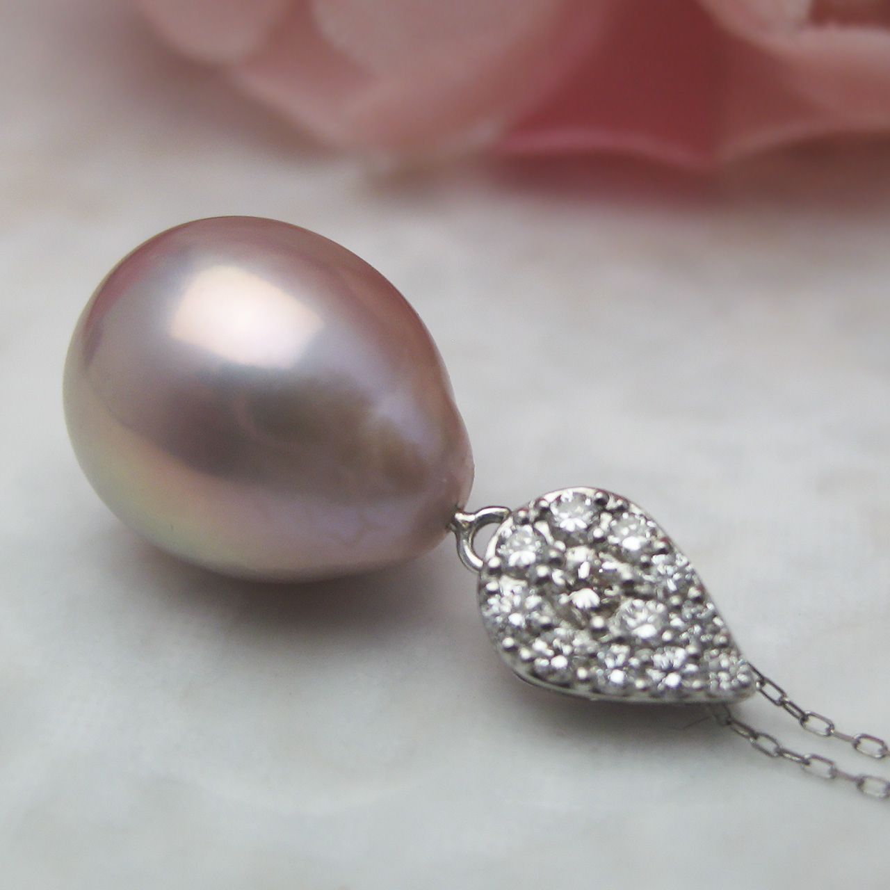 Pt900・850有核淡水ダイヤペンダント - 画像 (5)