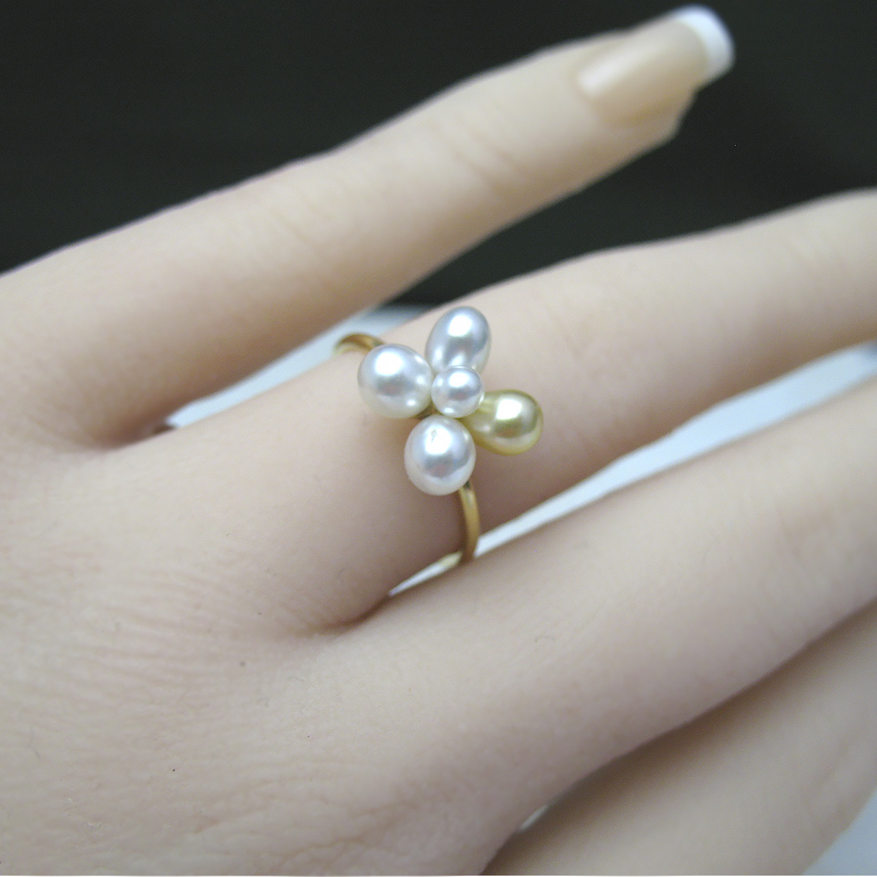 『 K18白蝶ケシ　お花リング』 - 画像 (8)