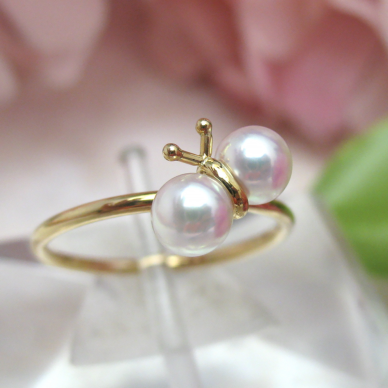 『K18あこや蝶々リング』