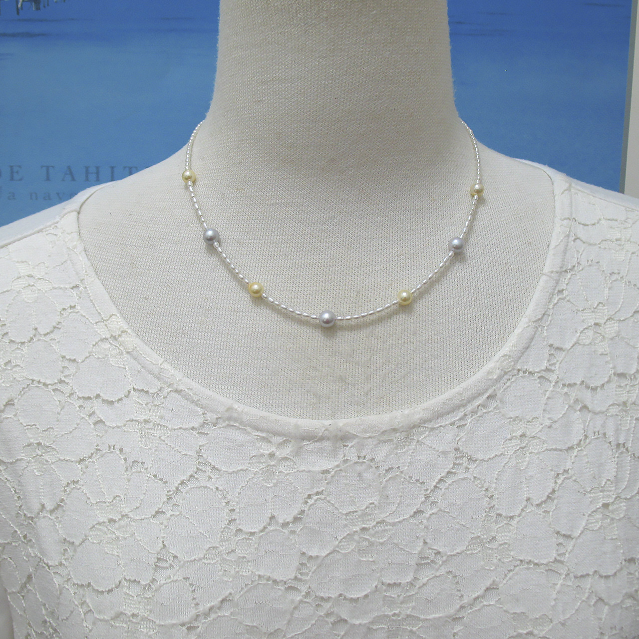 あこや＆ 淡水真珠 ステーションネックレス - 画像 (6)