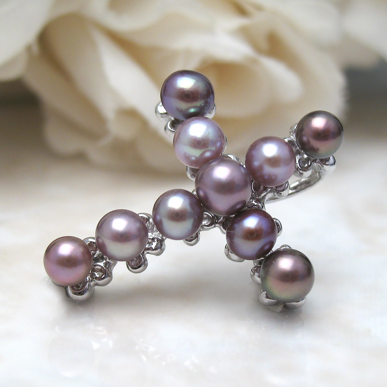 有核淡水真珠クロスペンダントSV - 画像 (5)