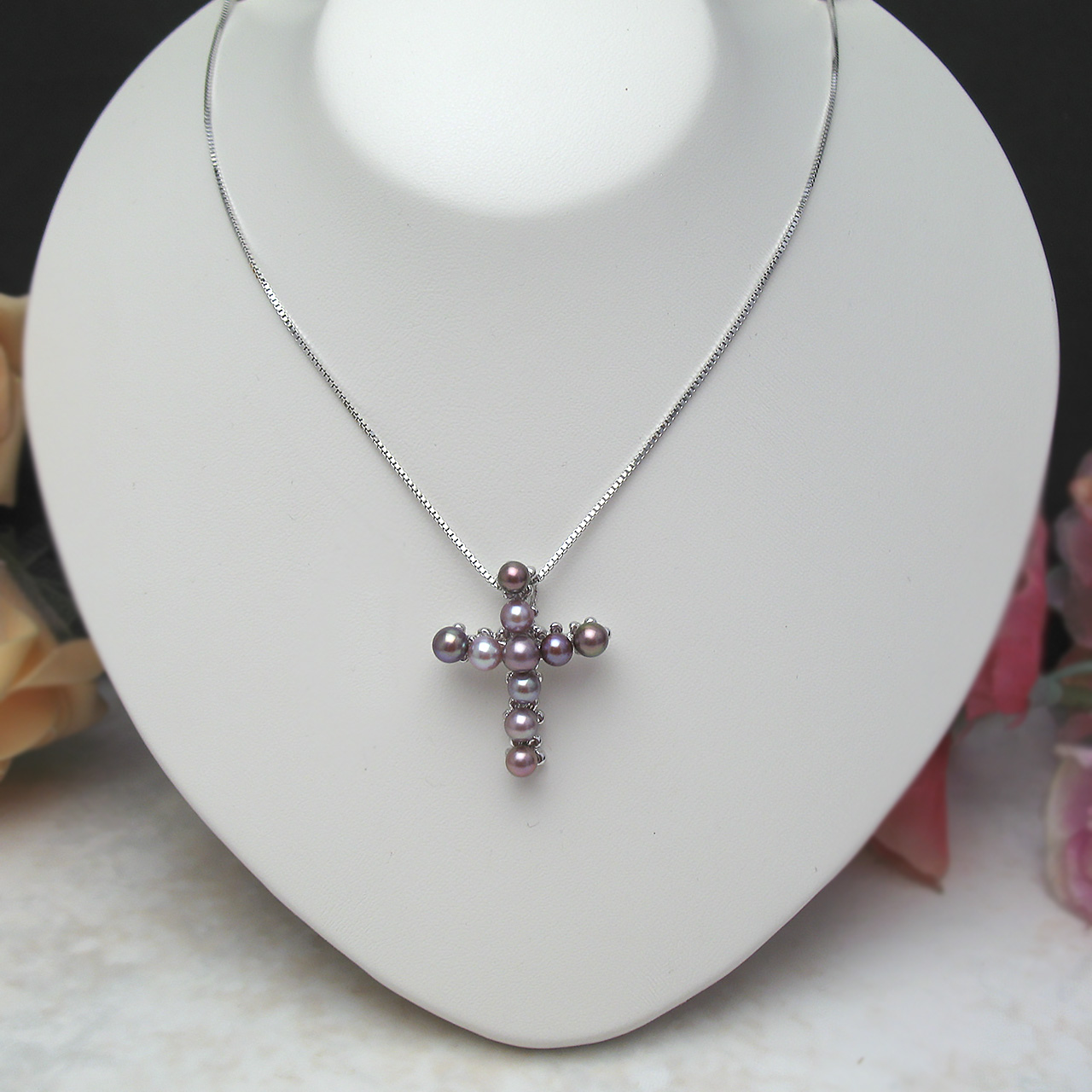 有核淡水真珠クロスペンダントSV - 画像 (2)