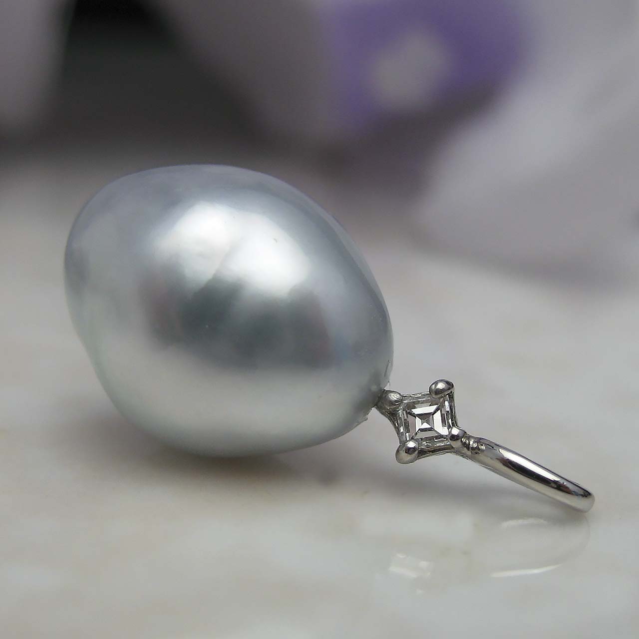 Pt900白蝶真珠&ダイヤペンダント - 画像 (6)