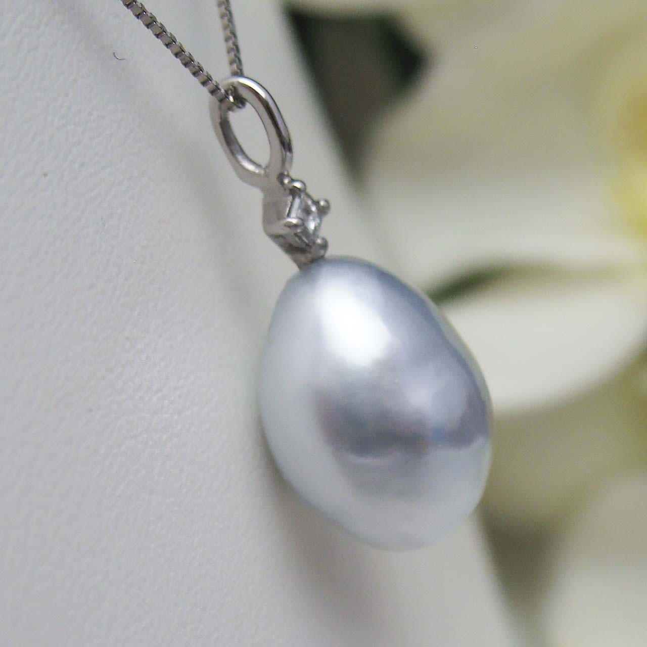 Pt900白蝶真珠&ダイヤペンダント - 画像 (4)