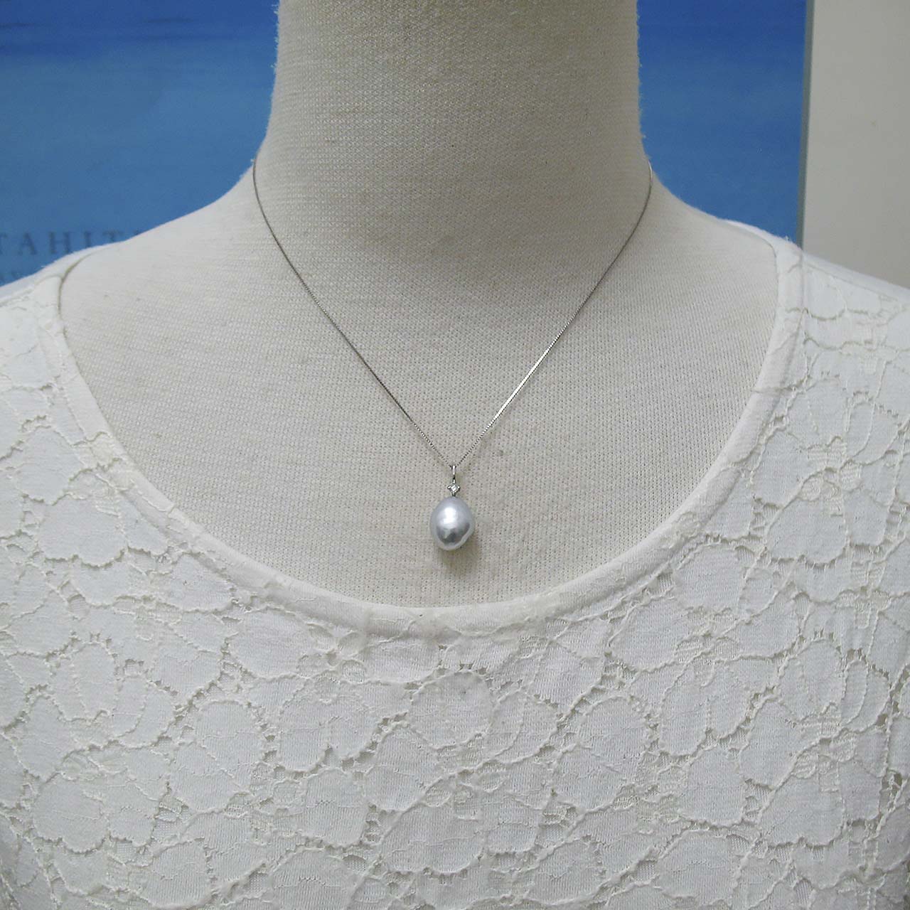 Pt900白蝶真珠&ダイヤペンダント - 画像 (7)