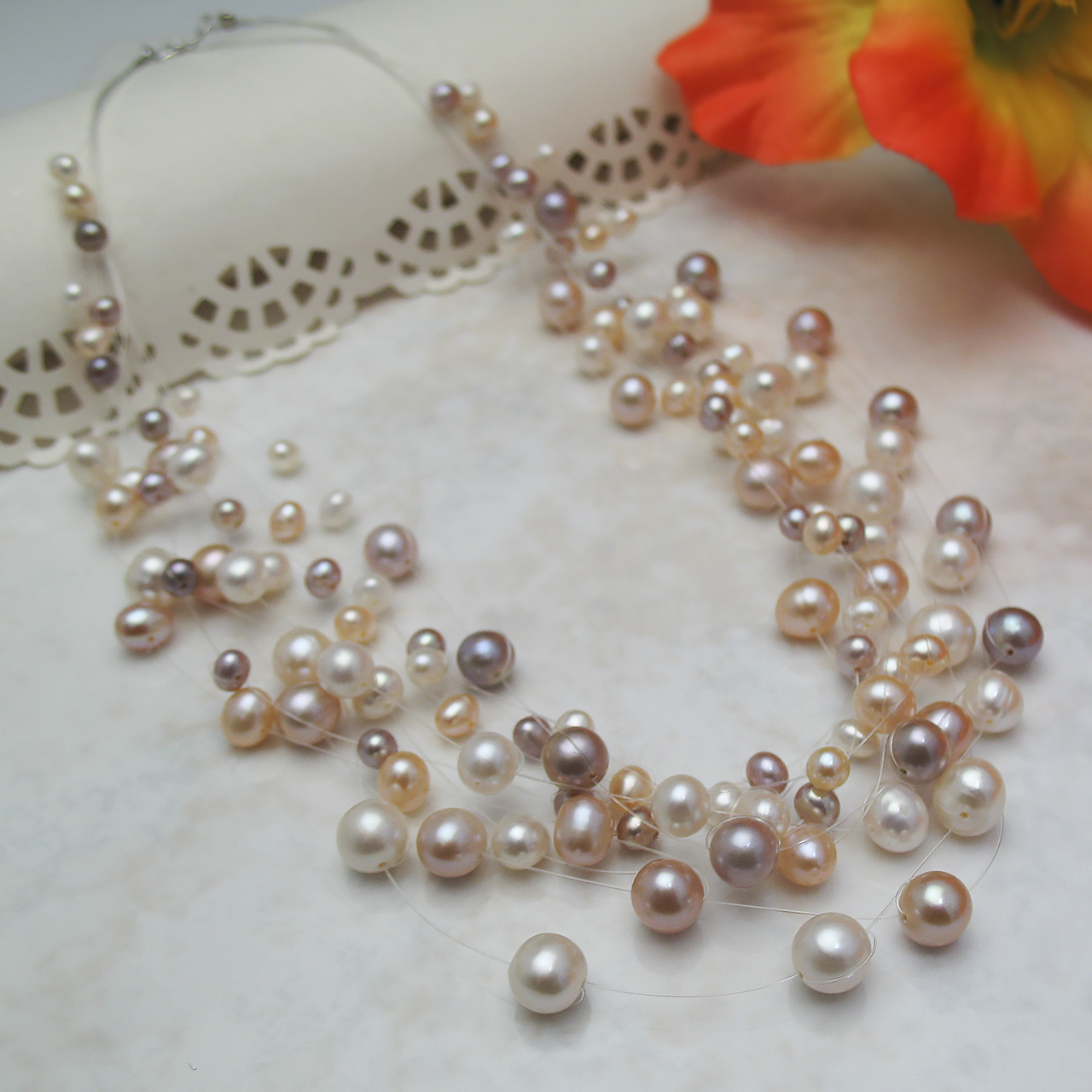 淡水スターダスト10連ネックレス FN-3534Y