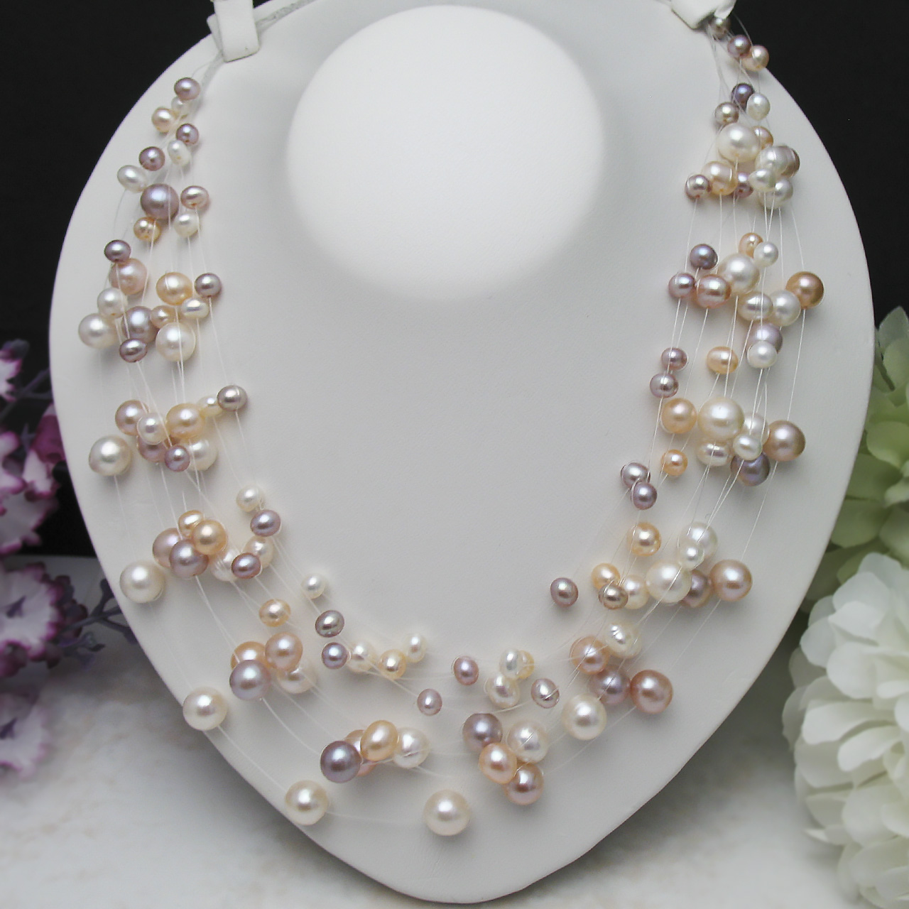 淡水スターダスト10連ネックレス 　FN-3534Y - 画像 (2)