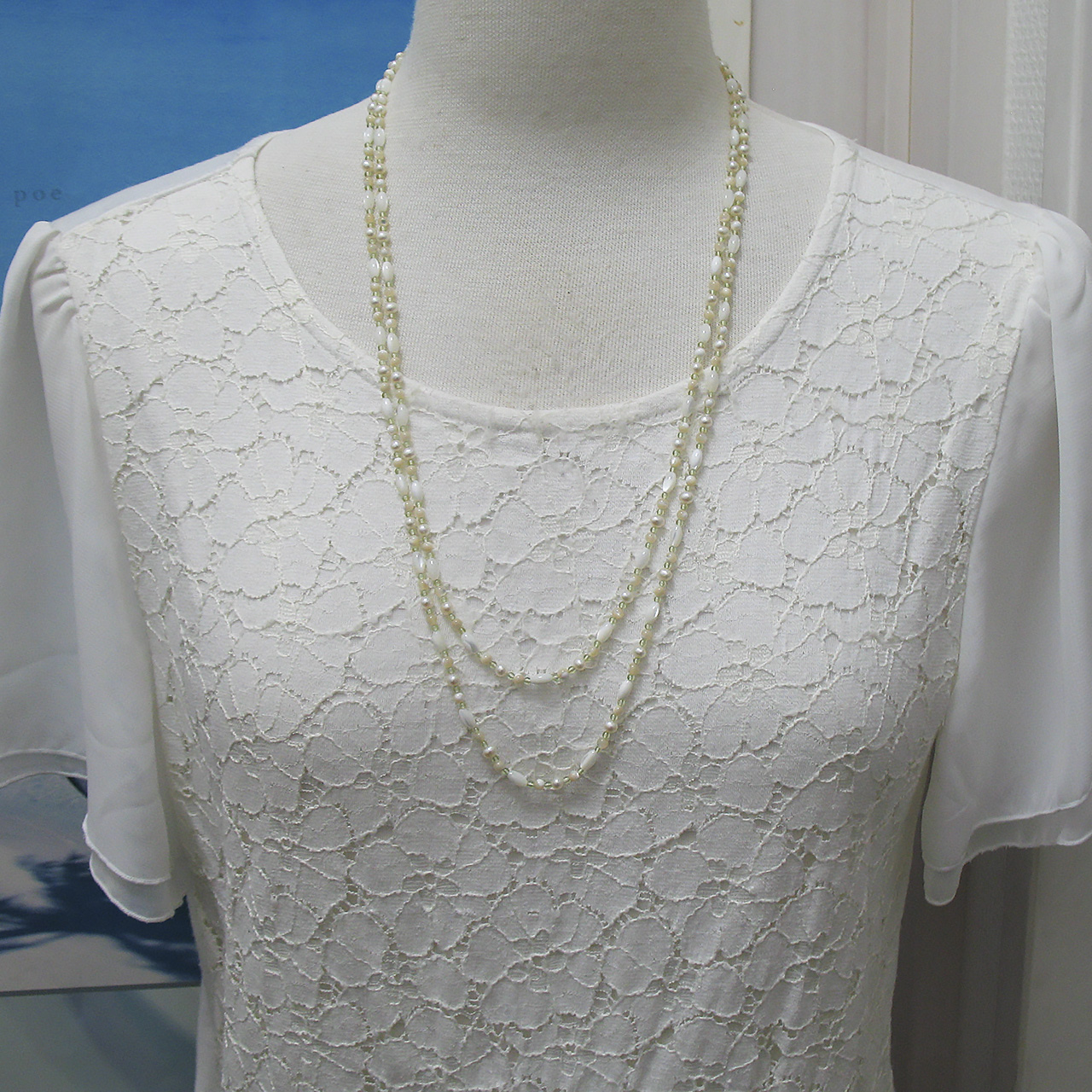 淡水真珠＆シェル・ペリドットネックレス　S507-1 - 画像 (4)