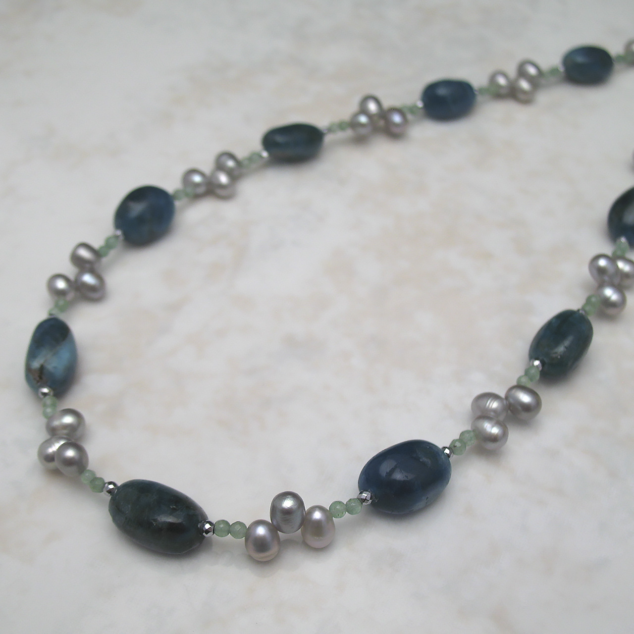 淡水真珠&アパタイト・アベンチュリンコンバーチブルネックレス　N509-2 - 画像 (3)